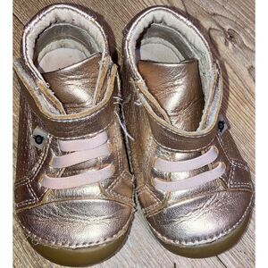 15-18m Oldsoles Pave Cheer Copper Gum Sole Leather High Top Walker Baby Shoes